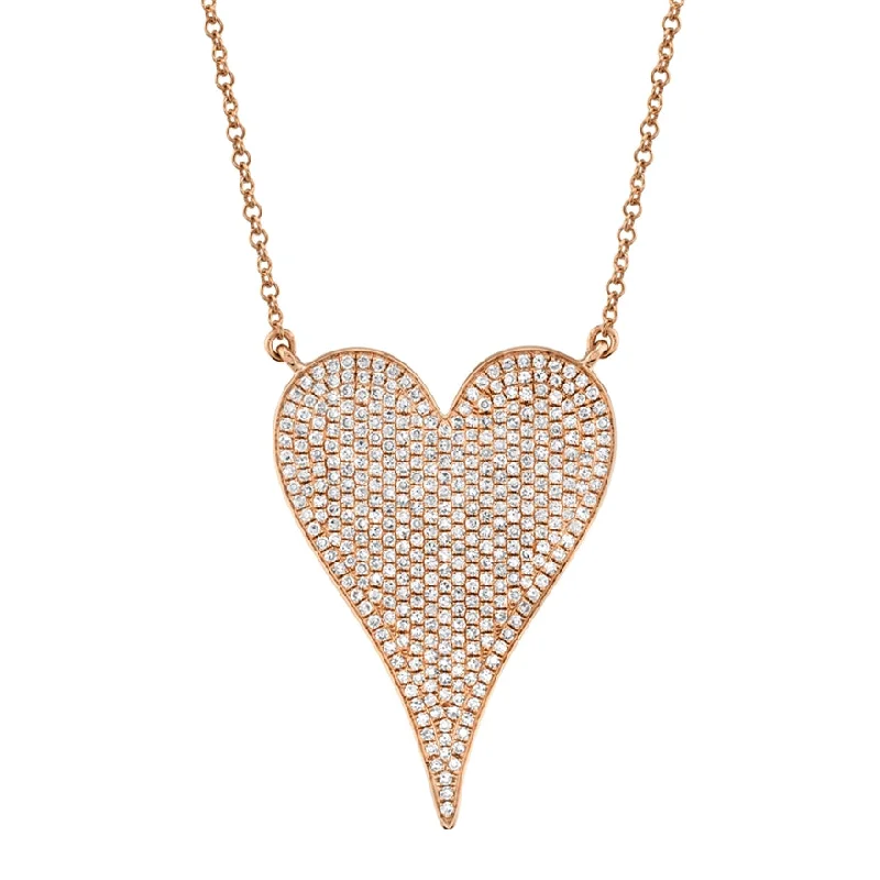 cubic zirconia tennis necklace 14K Rose Gold Pave Heart Necklace (Jumbo)