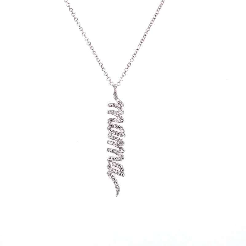 gold plated Cuban link chain 14K White Gold Script Mama Necklace