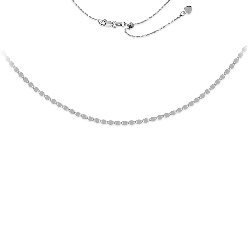 personalized couples ring engraved 14K White Valentine Link Adjustable Choker