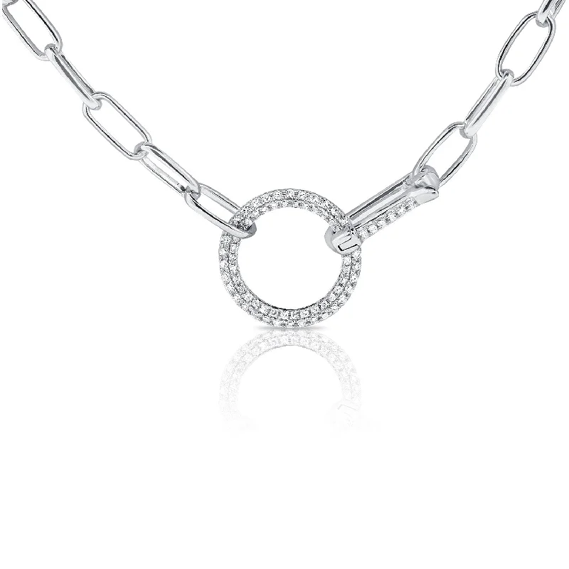 silver infinity knot ring 14K White Gold Diamond Pave Circle "Y" Adjustable Necklace