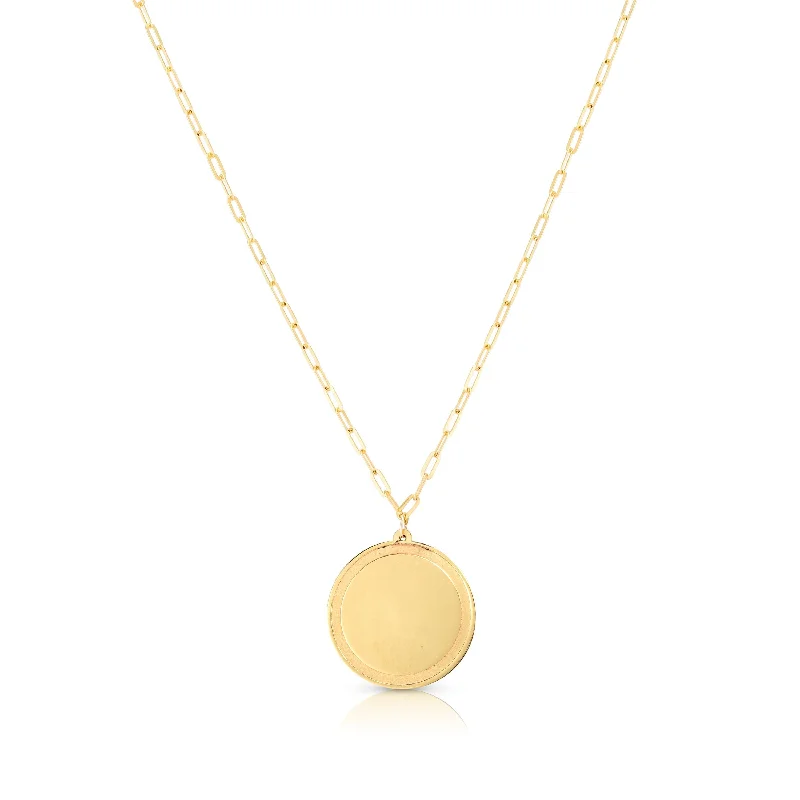 unique diamond stud earrings 14K Yellow Gold Engraveable Disc Necklace