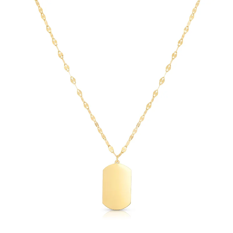 simple crystal earrings 14k Yellow Engraveable Dog Tag Necklace