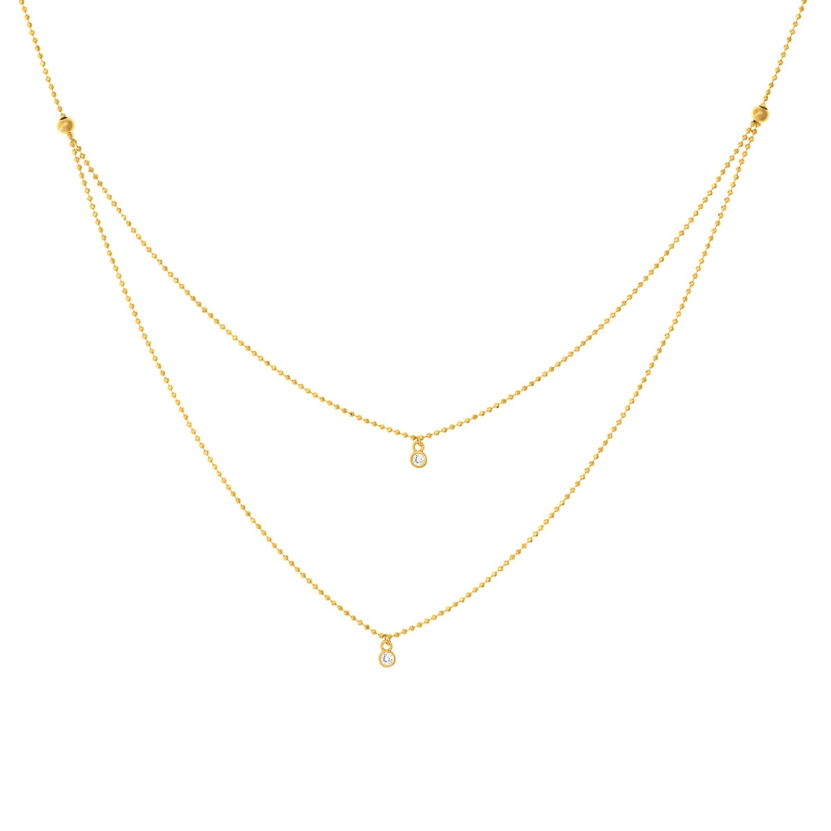 vintage diamond pendant necklace 14K Yellow Gold Beaded Diamond Drop Necklace