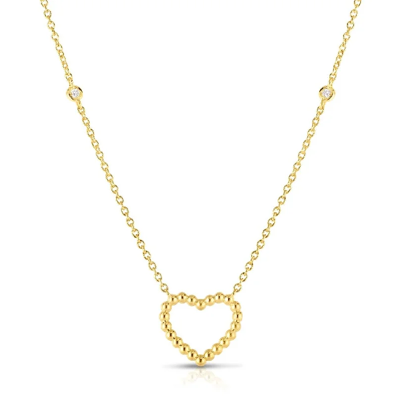 celestial sun and moon earrings 14K Yellow Gold Beaded Heart Diamonds by the Yard Necklace