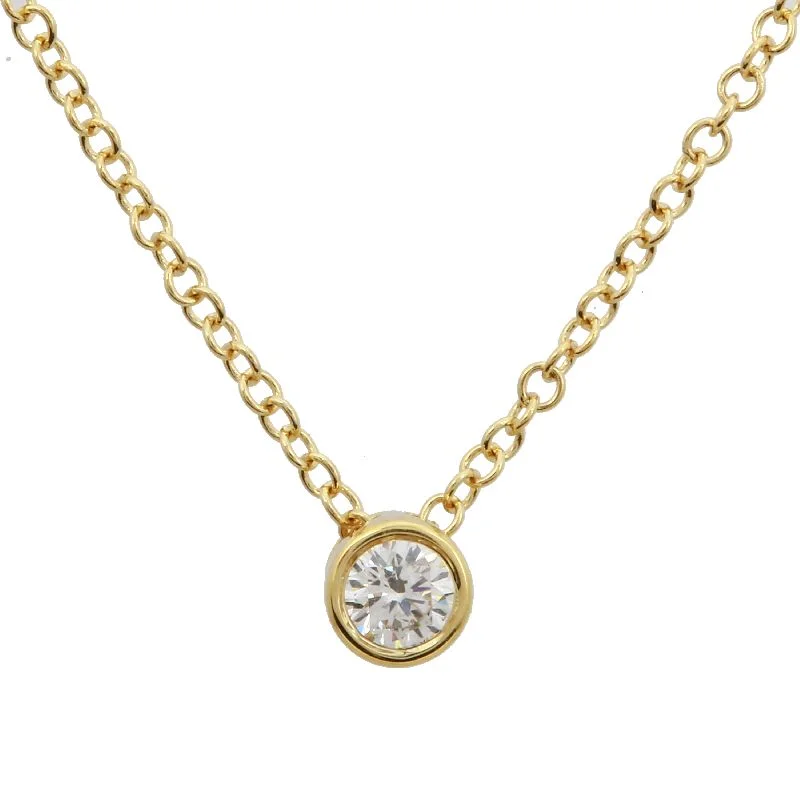 minimalist gold crescent moon necklace 14k Yellow Gold Bezeled Diamond Necklace