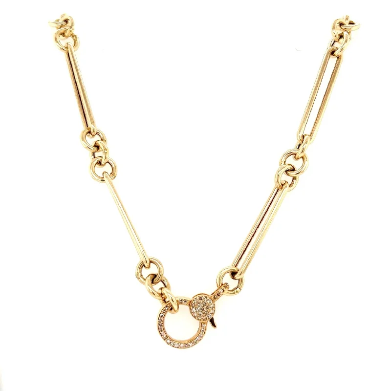 celestial star charm bracelet 14k Yellow Gold Chain with Diamond Lobster Clasp Necklace