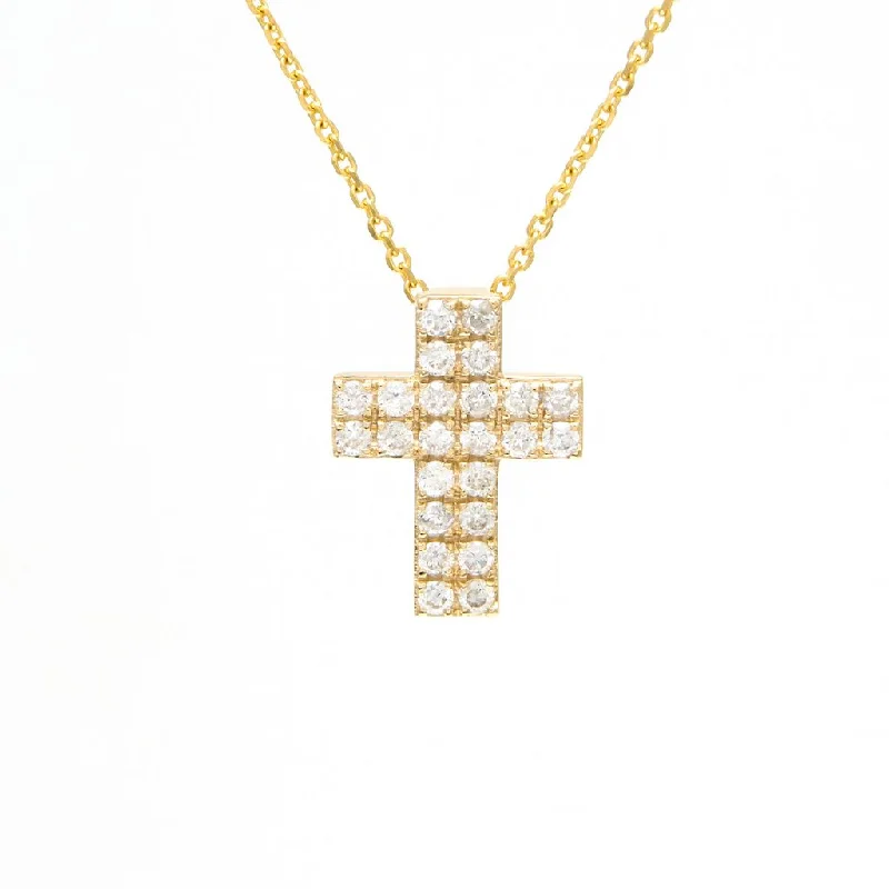 dainty gemstone chain bracelet 14K Yellow Gold Cross Diamond Necklace