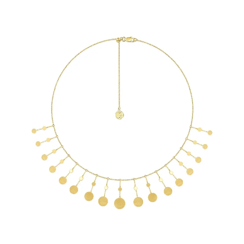 cubic zirconia stud earrings classic 14K Yellow Gold Dangle Disc Necklace