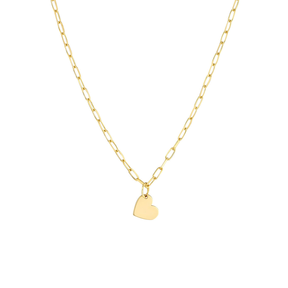 classic diamond solitaire earrings 14K Yellow Gold Dangle Heart Paperclip Necklace