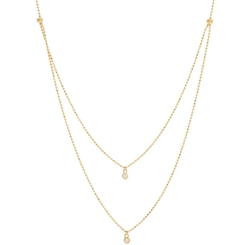 sapphire princess cut ring 14K Yellow Gold Diamond Bezel Double Strand Necklace
