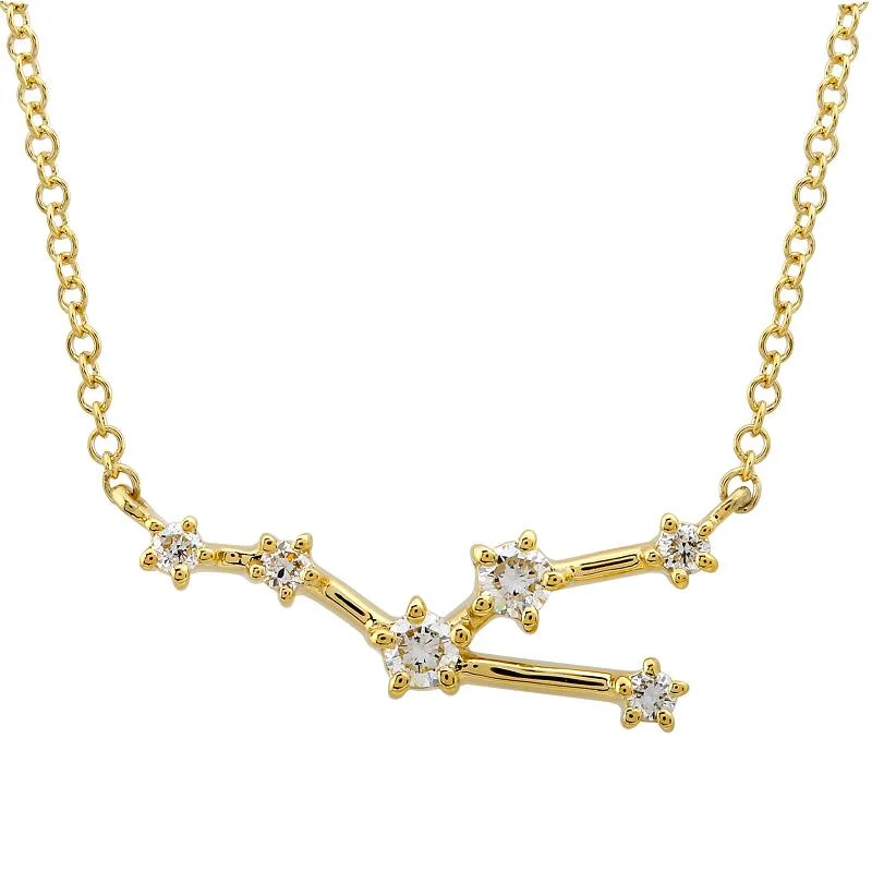 classic gold cuff bracelet 14k Yellow Gold Diamond Taurus Constellation Necklace