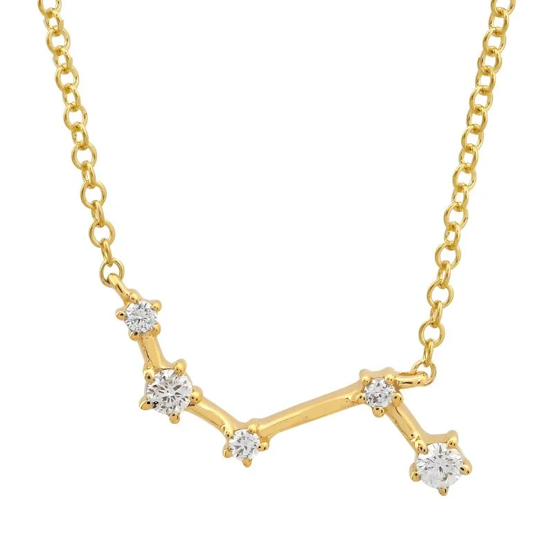 statement gemstone necklace handmade 14k Yellow Gold Diamond Aries Constellation Necklace