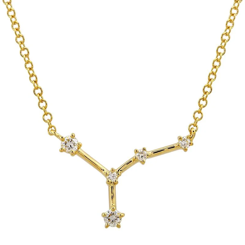 personalized couples necklace gold 14k Yellow Gold Diamond Cancer Constellation Necklace
