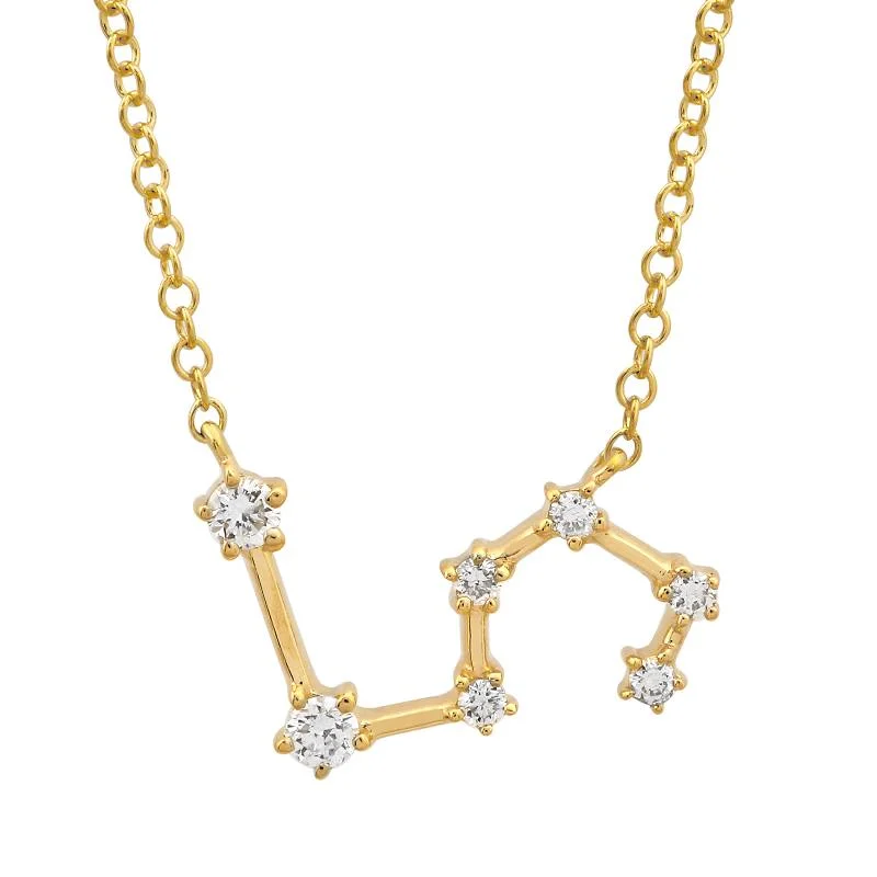 sparkling diamond drop earrings 14k Yellow Gold Diamond Leo Constellation Necklace