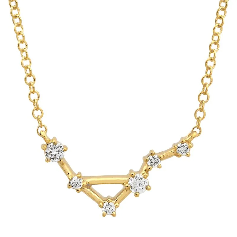handcrafted crystal quartz ring 14k Yellow Gold Diamond Libra Constellation Necklace