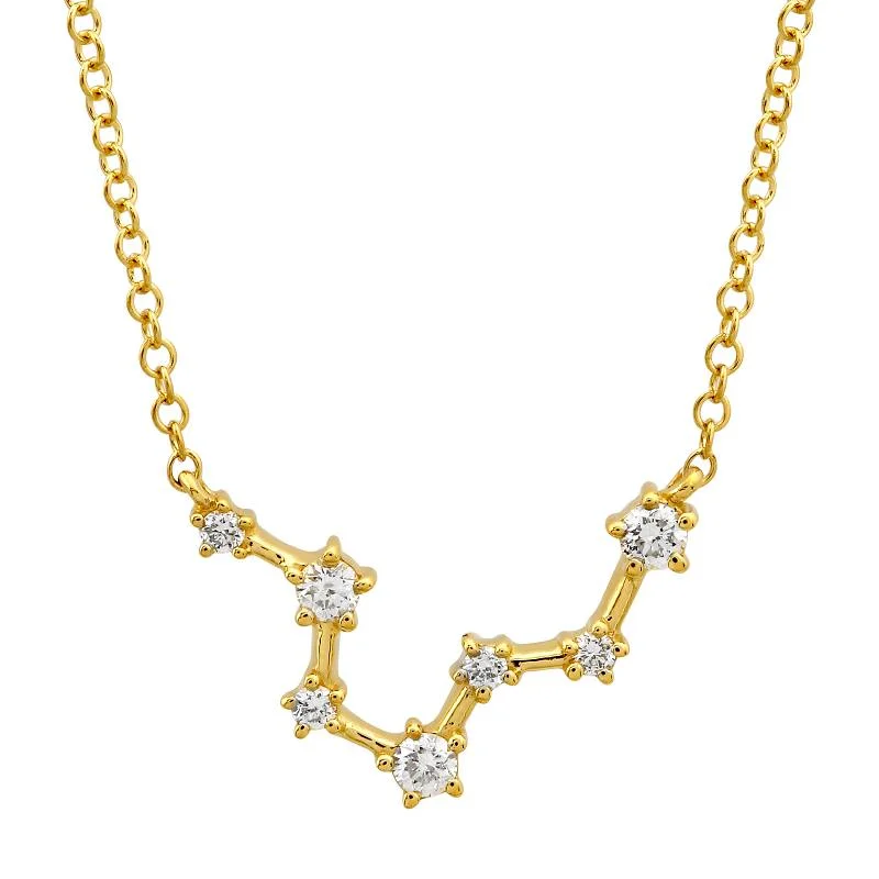 men’s black onyx bracelet 14k Yellow Gold Diamond Constellation Necklace: Pisces (Small)