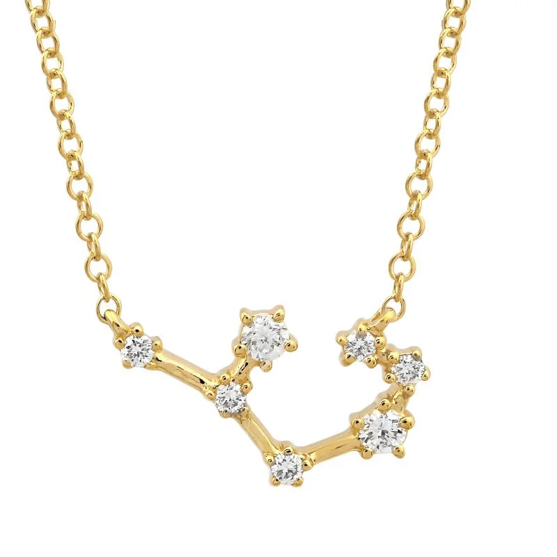 silver moon and star pendant 14k Yellow Gold Diamond Sagittarius Constellation Necklace