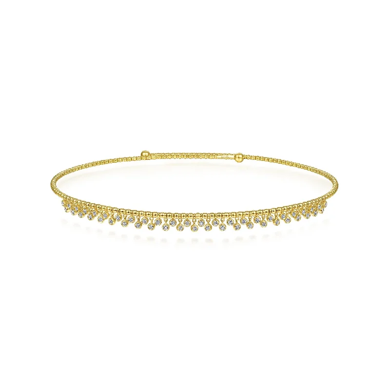 birthstone charm bracelet for mom 14K Yellow Gold Diamond Dangle Choker Necklace