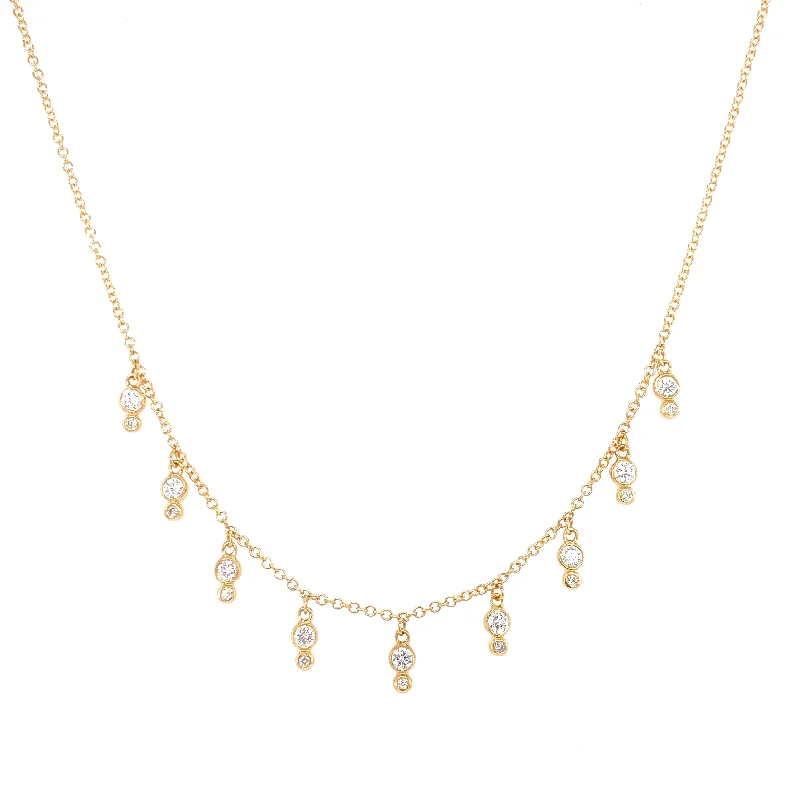 thin gold wedding band women 14K Yellow Gold Diamond Double Bezel Charm Necklace