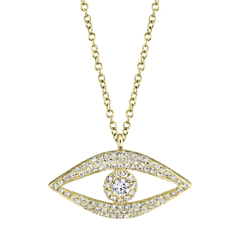 antique filigree wedding band 14K Yellow Gold Diamond Evil Eye Necklace