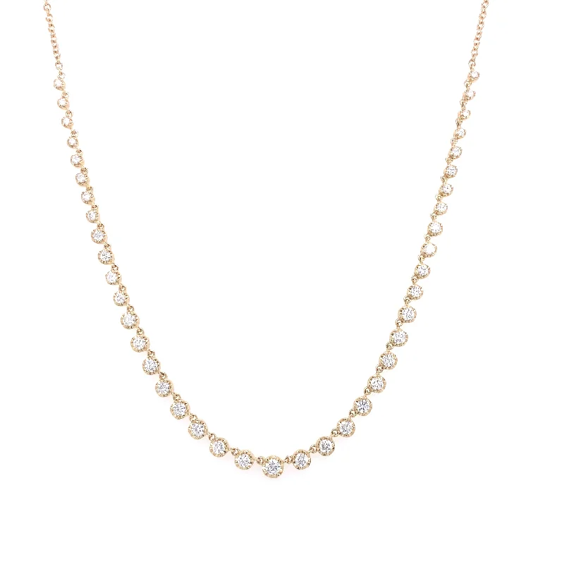 hammered silver pendant necklace 14K Yellow Gold Diamond Graduating Necklace