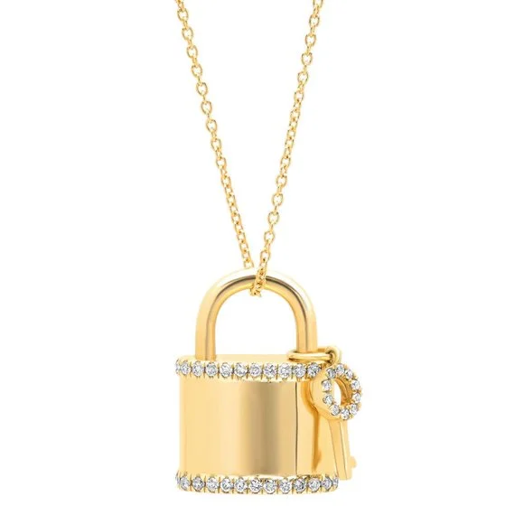 real opal ring for women 14K Yellow Gold Diamond Locket And Key Necklace