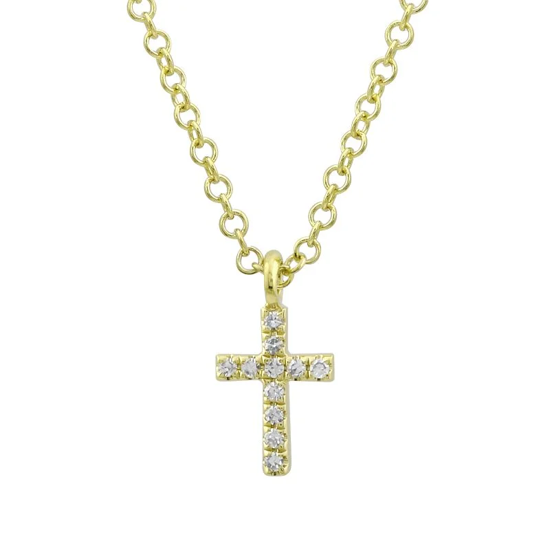personalized ring with name 14k Yellow Gold Diamond Mini Cross Necklace