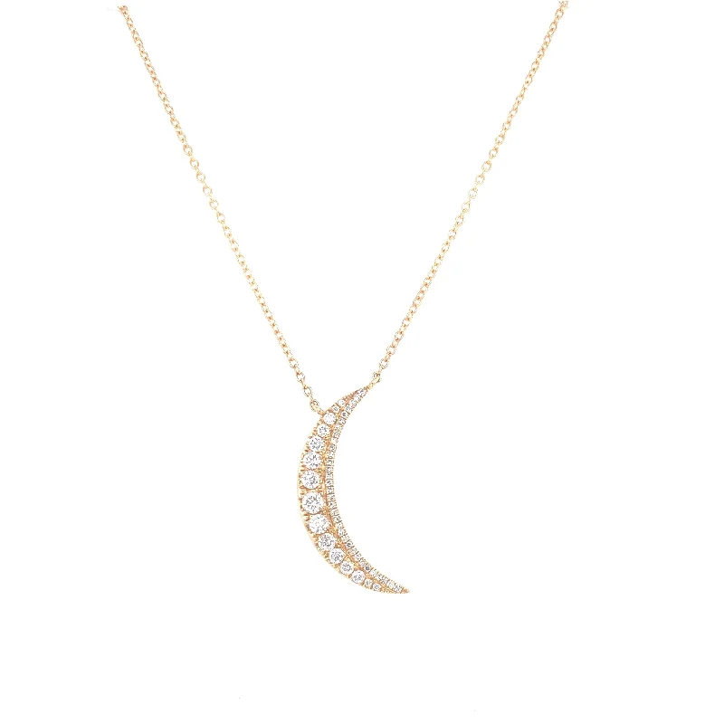 handmade braided hemp bracelet 14K Yellow Gold Diamond Moon Necklace