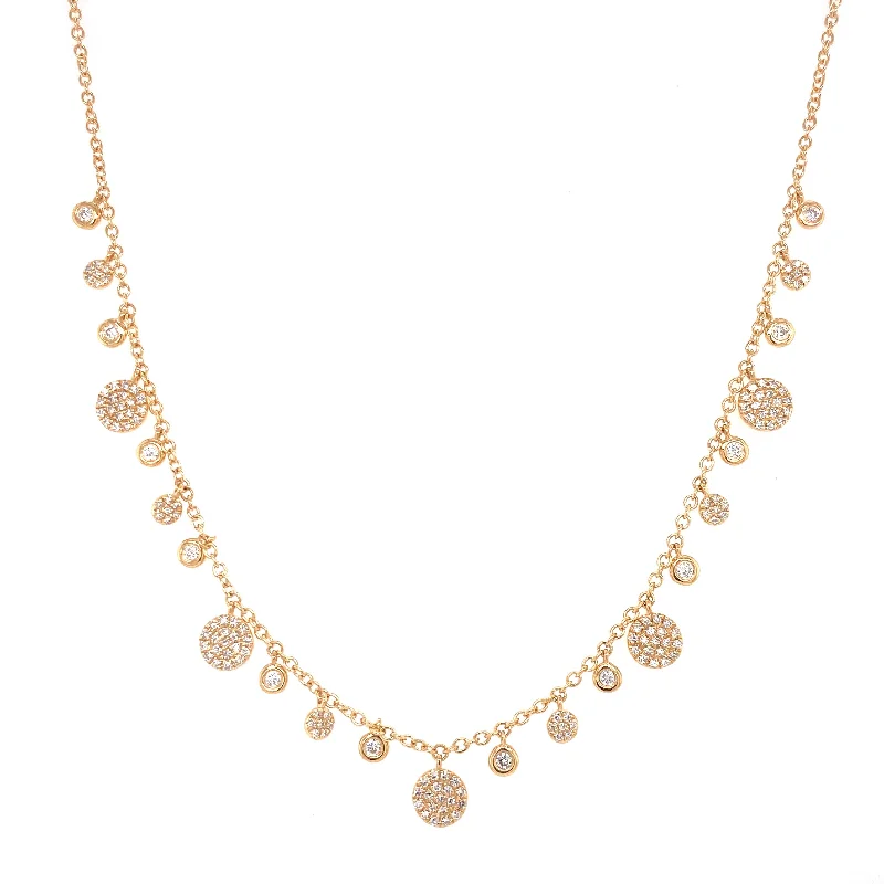 dainty heart charm necklace 14K Yellow Gold Diamond Multi Disc Dangle Necklace