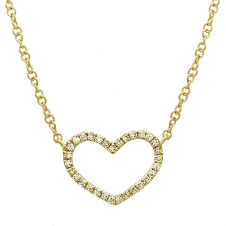 cubic zirconia eternity necklace 14K YELLOW GOLD DIAMOND OPEN HEART NECKLACE