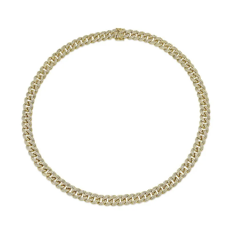 men’s titanium ring with diamonds 14K Yellow Gold Diamond Pave Link Necklace
