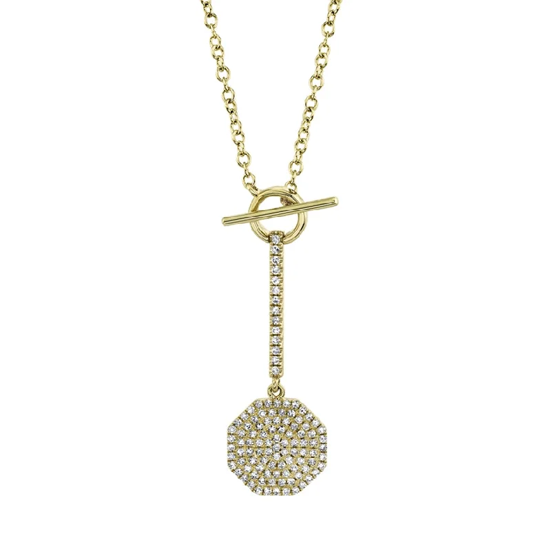 gold opal ring 14k Yellow Gold Diamond Pave Octagon Lariat Necklace