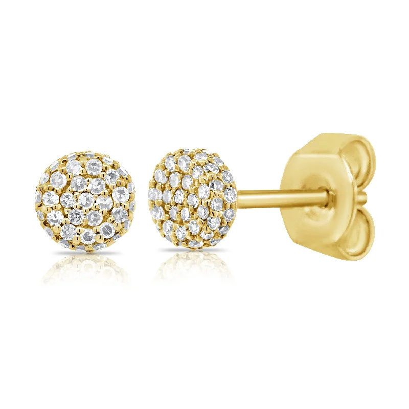 dainty lotus flower ring 14K Yellow Gold Diamond Raised Disc Extra-Small Earrings