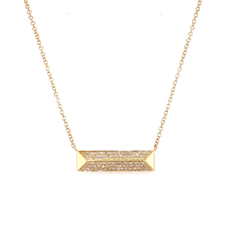 handmade braided anklet 14K Yellow Gold Diamond Rectangle Pyramid Necklace