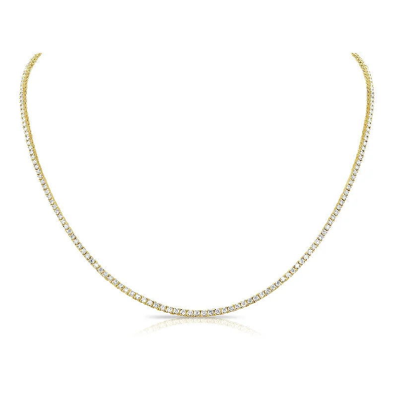 handmade beaded stretch bracelet 14K Yellow Gold Diamond Tennis Necklace