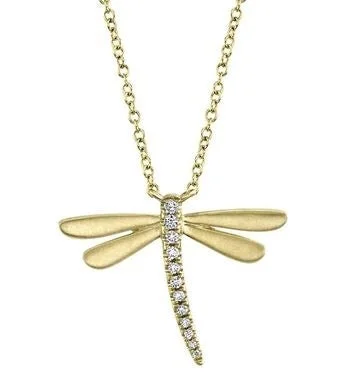 vintage rose gold engagement ring 14k Yellow Gold Dragonfly Necklace