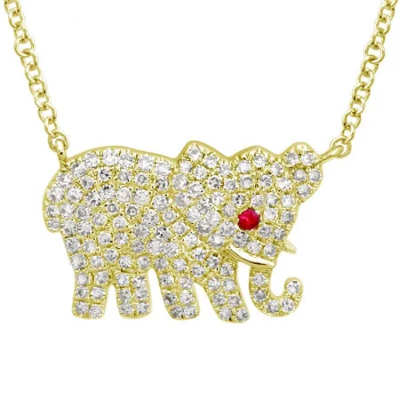 small diamond nose stud 14k Yellow Gold Elephant Diamond Necklace