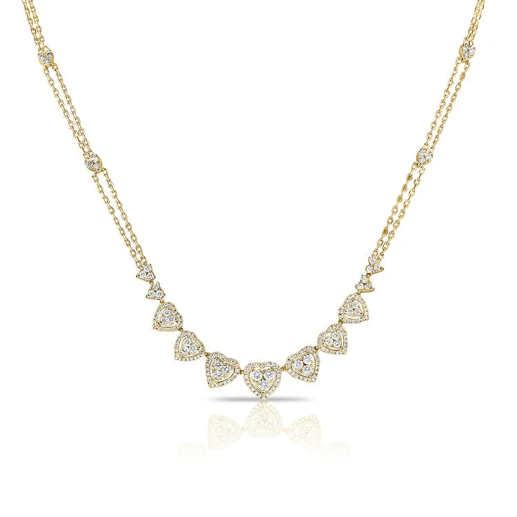 gold and diamond nose stud 14K Yellow Gold Fancy Diamond Heart Necklace