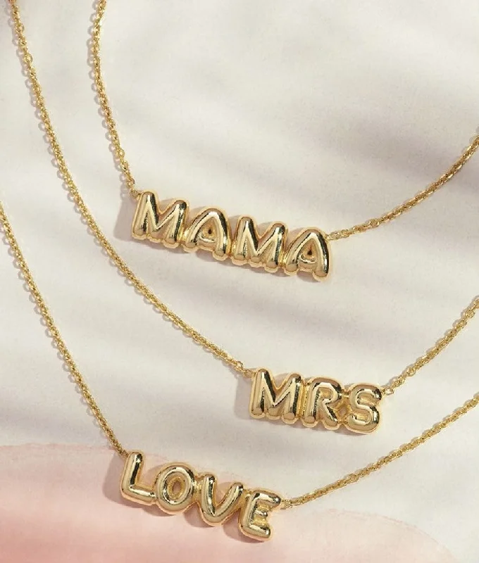 gold daisy stud earrings 14K Yellow Gold "Love" Bubble Necklace