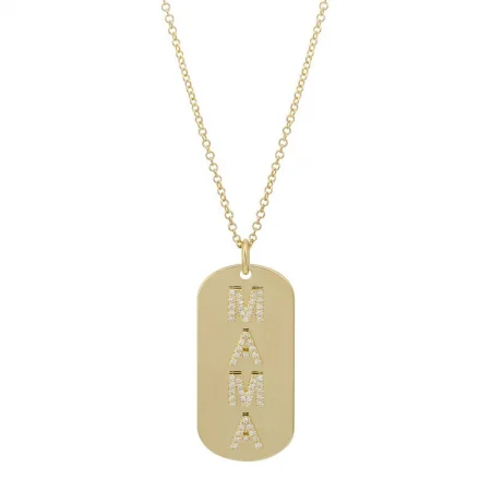 handcrafted gemstone drop earrings 14k Yellow Gold Mama Diamond Dog Tag Necklace