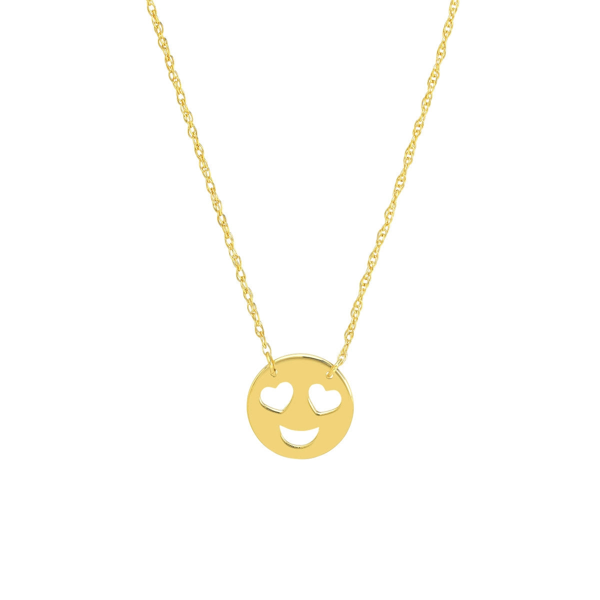 gold initial bracelet personalized 14K Yellow Gold Mini Heart Eye Face Necklace