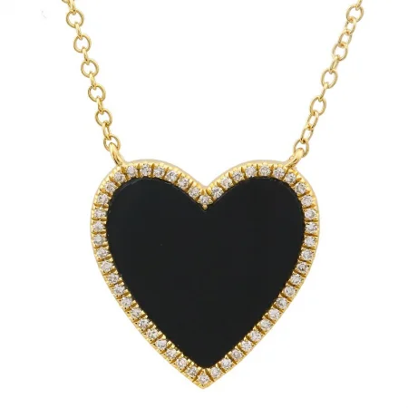 sterling silver dragonfly pendant 14k Yellow Gold Onyx Heart Necklace