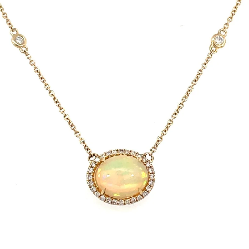 antique silver charm bracelet 14K Yellow Gold Opal Pendant with Diamond Halo