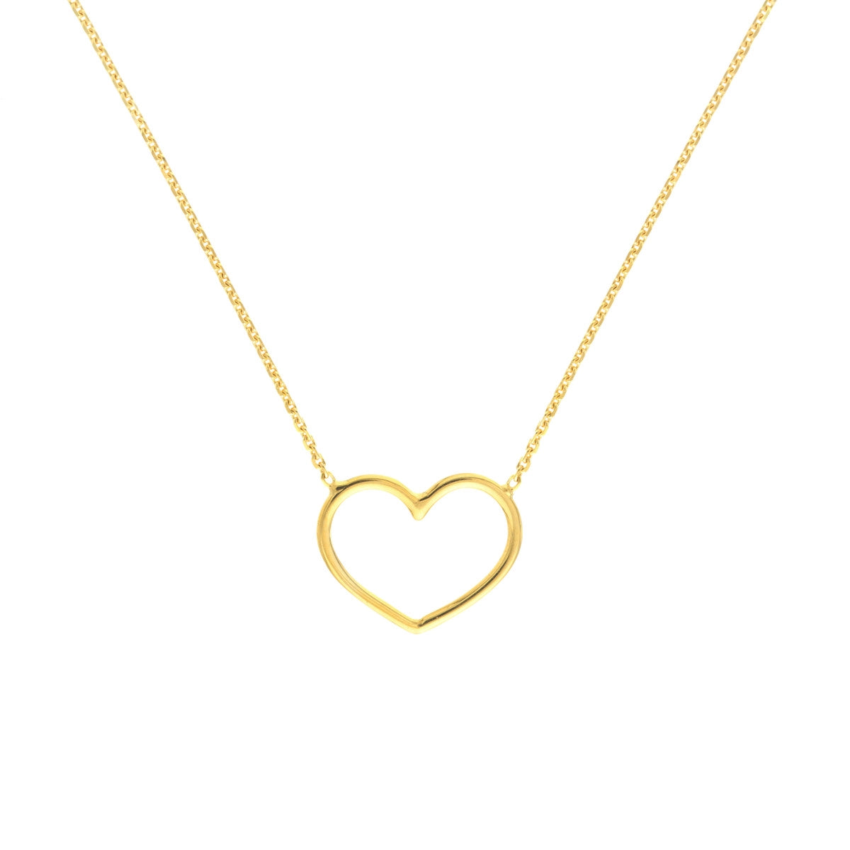 minimalist chain anklet gold 14K Yellow Gold Open Wire Heart Necklace