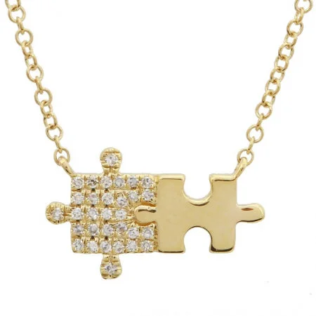infinity knot wedding band 14K Yellow Gold Puzzle Diamond Necklace