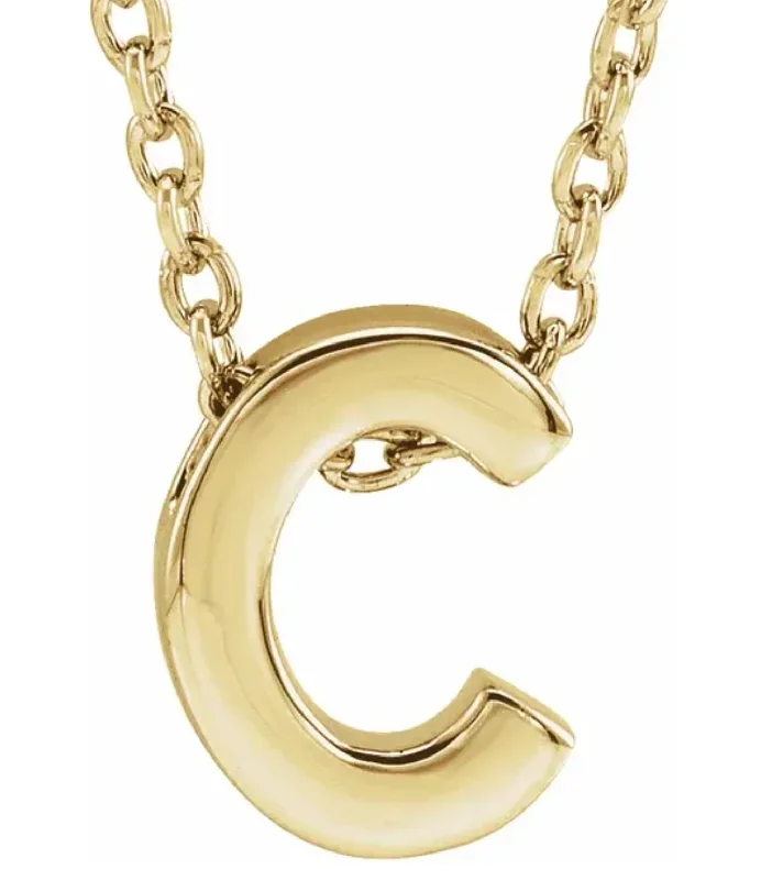 real diamond eternity band 14K Yellow Plain Uppercase Initial Necklace