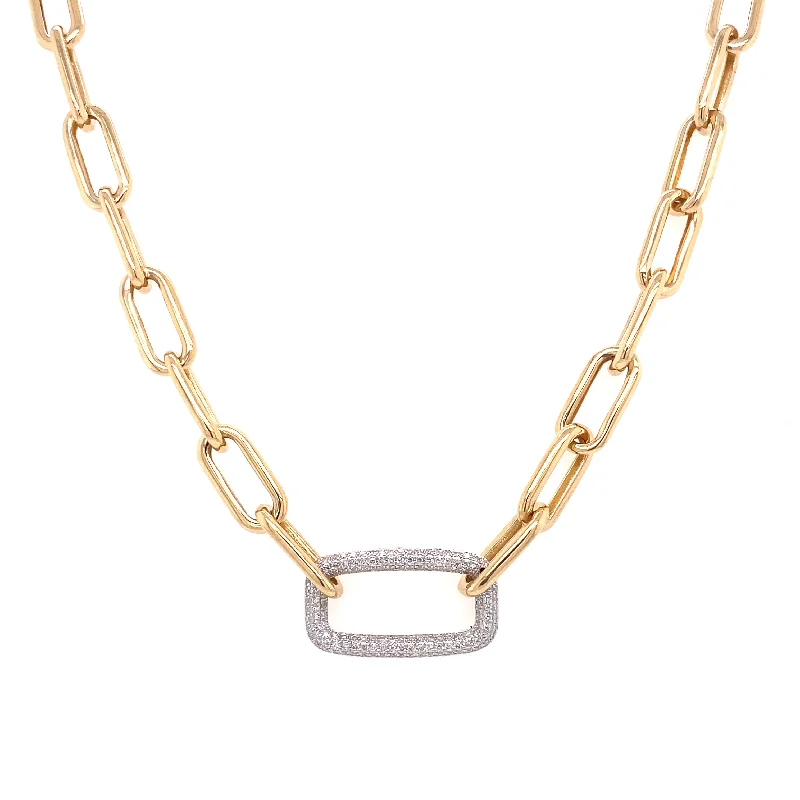 personalized couple rings 14K Yellow & White Gold Diamond Thick Paperclip Necklace