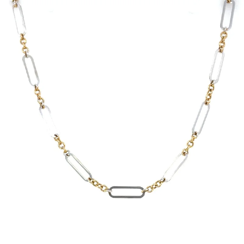 modern baguette diamond ring 14KTT Open Link and Cable Link Mixed Chain Necklace | Fernbaugh's Jewelers