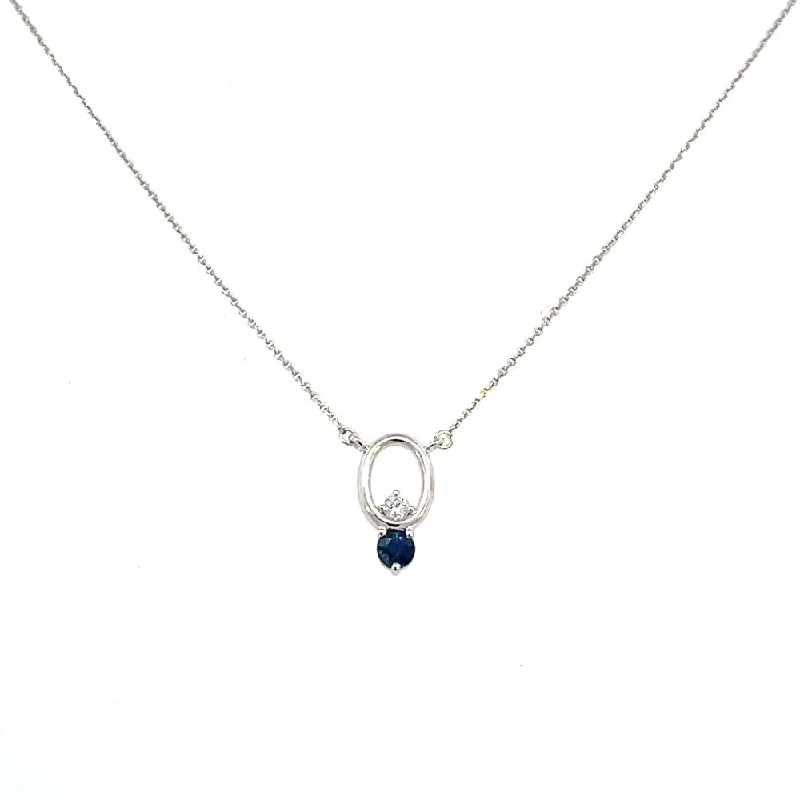 small diamond nose stud 14KW Oval Shaped Pendant with Blue Sapphire and Diamond
