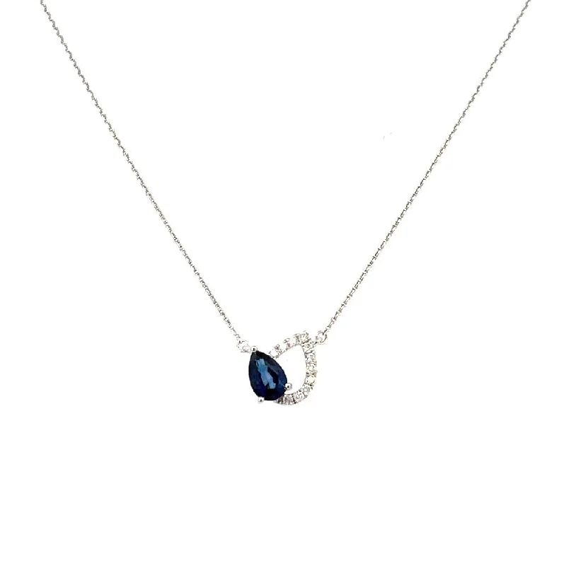 handmade clay bead earrings 14KW Pear Shaped Blue Sapphire and Diamond Pendant